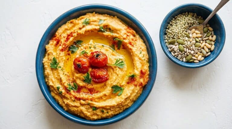 Felis schneller Blitz-Hummus mit getrockneten Tomaten und Kichererbsen - einfaches Feel Great Family Rezept