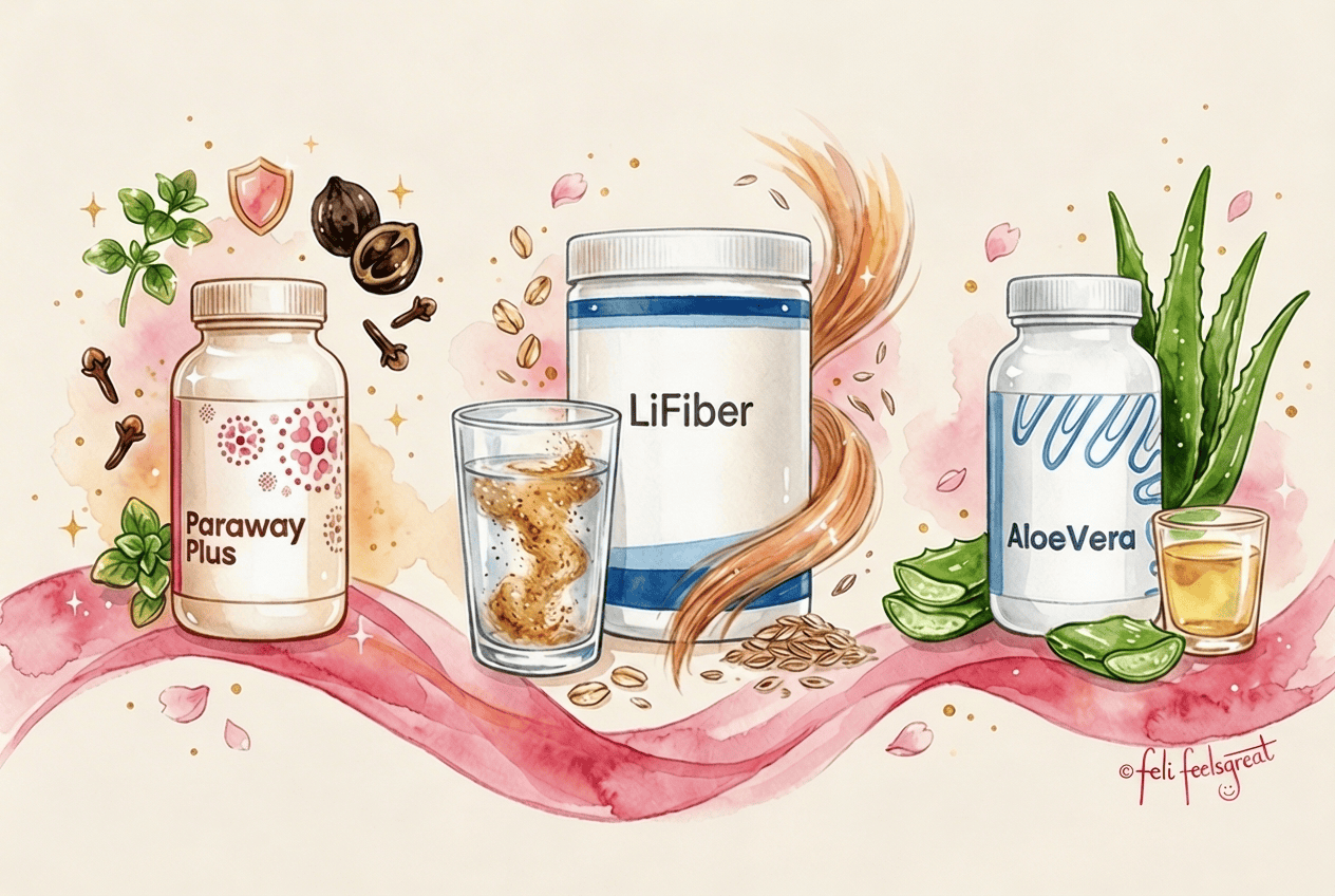 Darmsanierung natuerliche Mittel Paraway Plus LiFiber und Aloe Vera