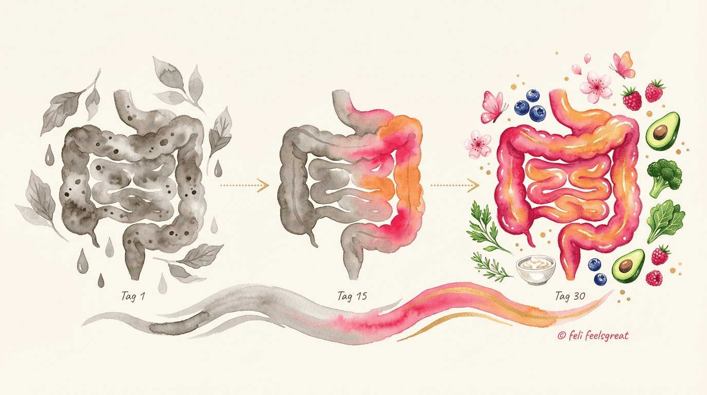Darmsanierung vorher nachher in 30 Tagen Darmflora Aufbau