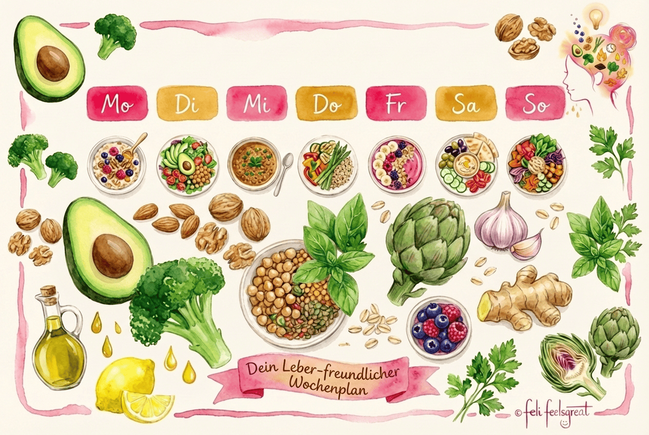 Fettleber Ernährungsplan Wochenplan Feli-Flow Aquarell