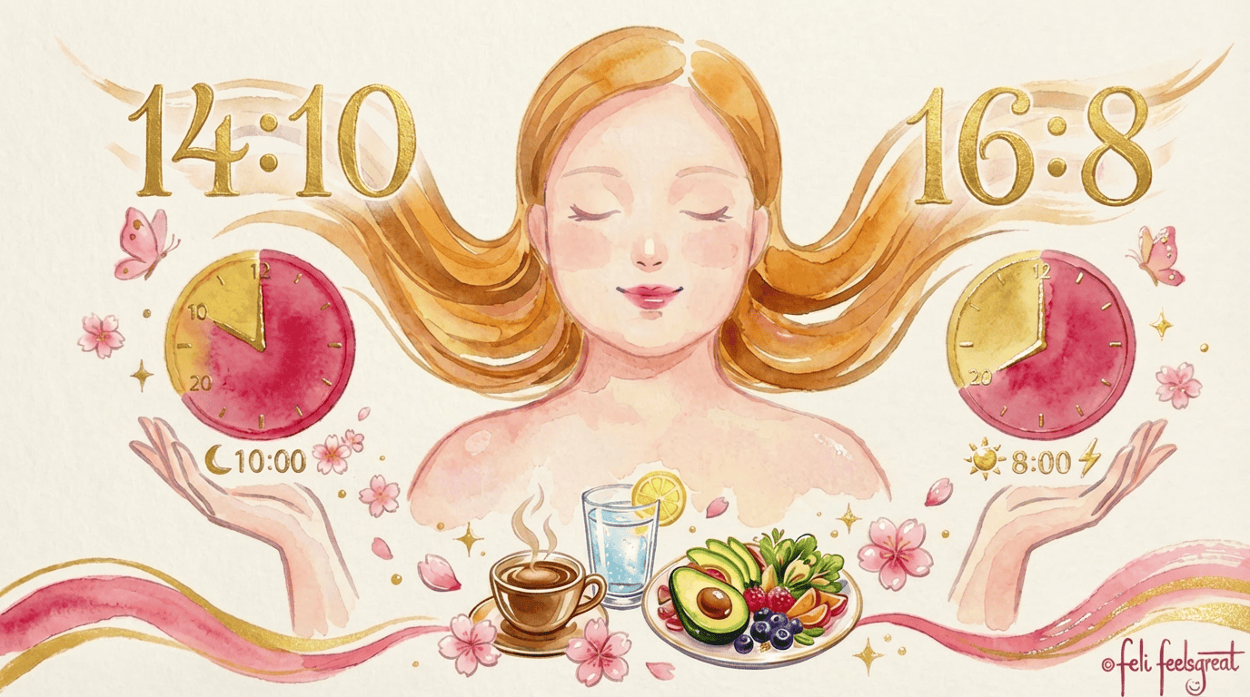 Intervallfasten für Frauen 14 oder 16 Stunden Feli-Flow Aquarell