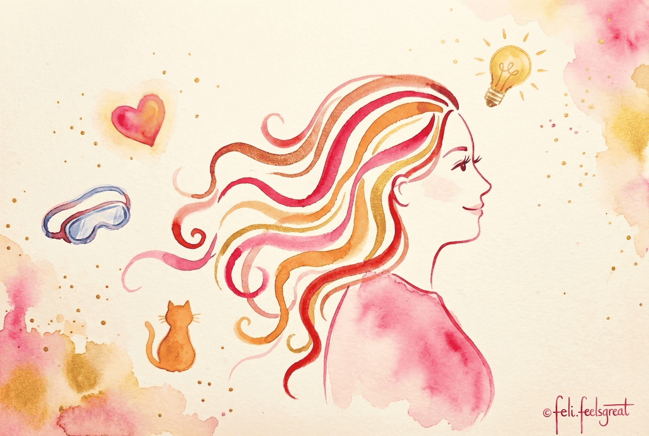 Feli mit Schwimmbrille, Katze und Selbstliebe