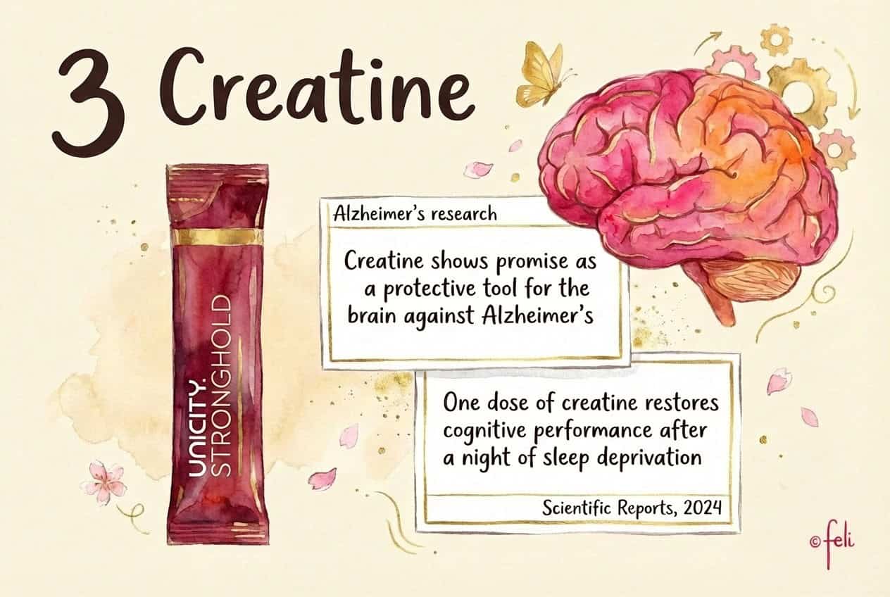 Kreatin in Stronghold unterstützt Gehirnleistung bei Schlafmangel und in der Alzheimer-Forschung