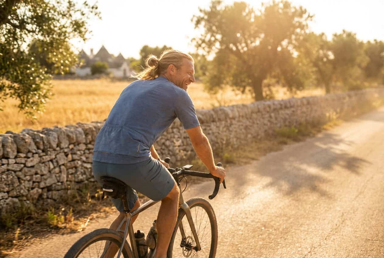 Mann ab 40 fährt Fahrrad – Energie und Muskel-Gesundheit mit Stronghold auch für Männer